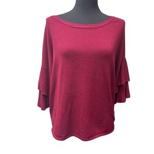 It's Our Time Burgundy Ruffled Sleeves Knit Top Size XL